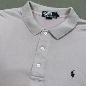 Polo Ralph Lauren Polo Shirt Men's L 3 Button Short Sleeve Lavender Made In USA